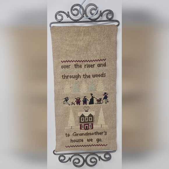 Vintage Handmade To Grandmother's House We Go Cross Stitch Wall Hanging Scroll - Picture 1 of 12